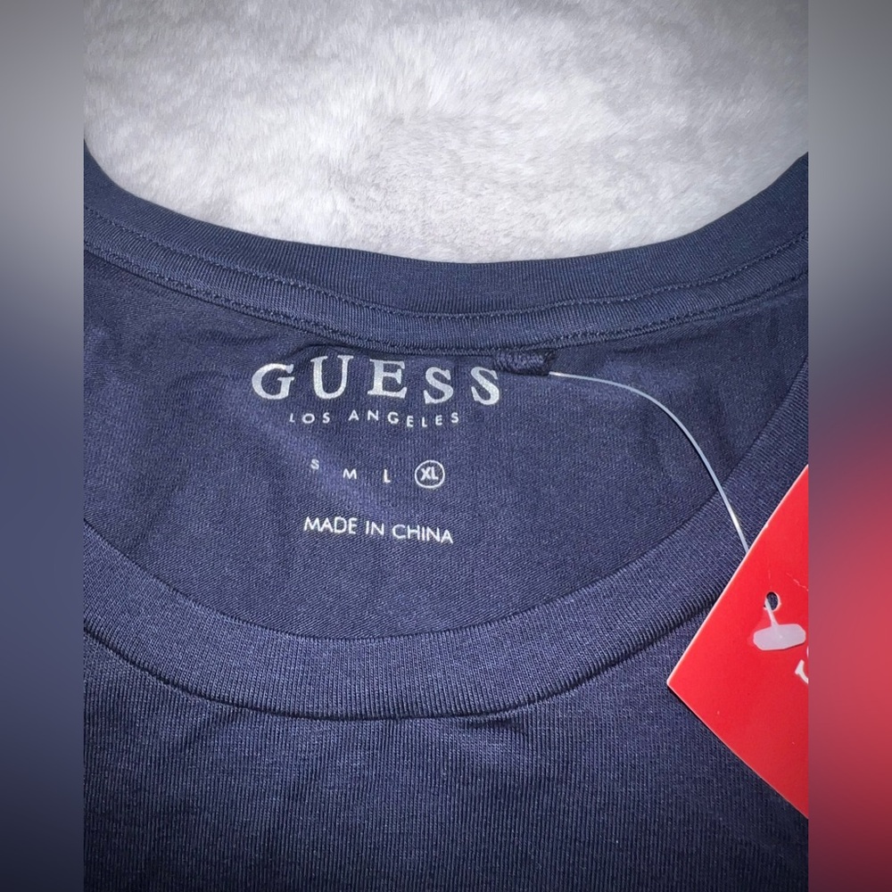 Guess Dark Blue Tee with Rhinestone Logo - Picture 5 of 6